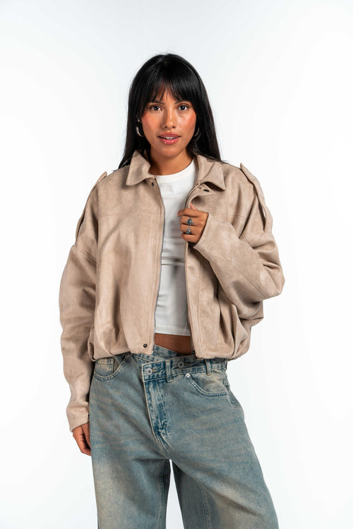 Effect Bomber Suede Jacket