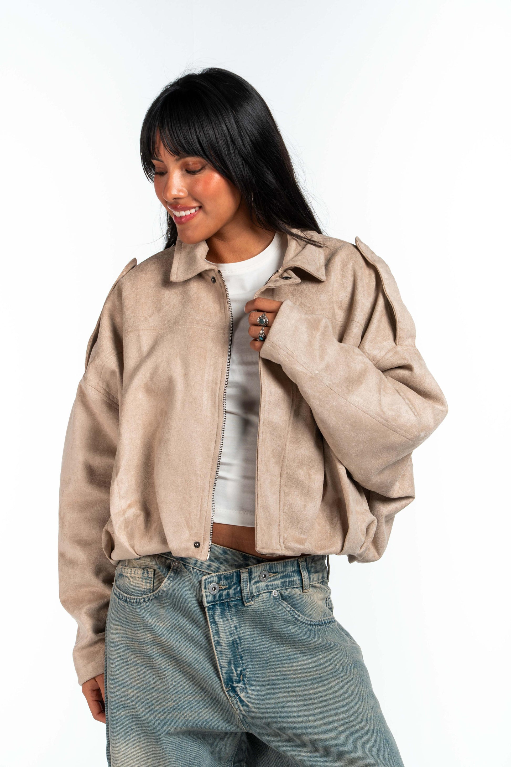 Effect Bomber Suede Jacket