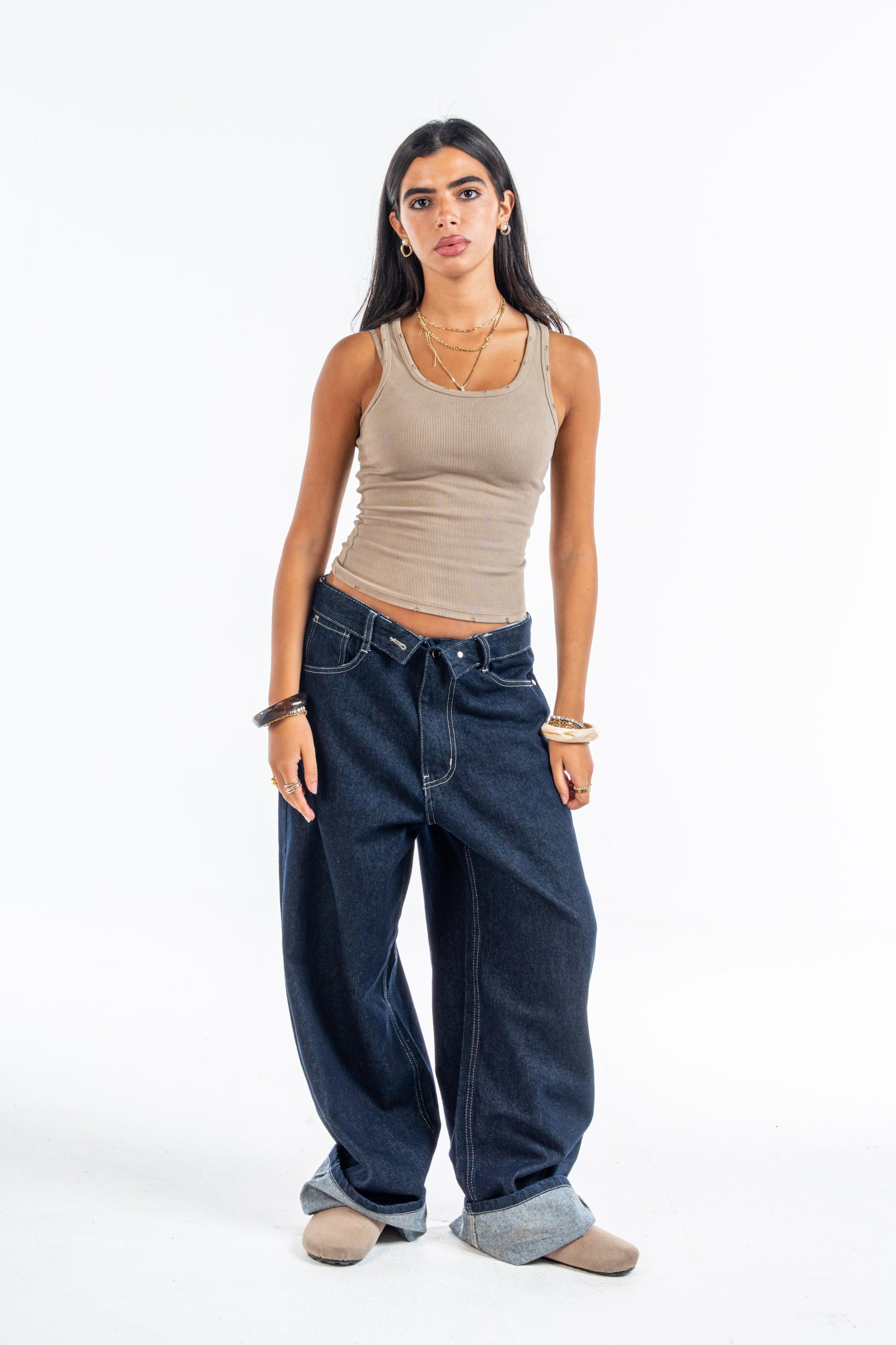 Folded Waist Denim