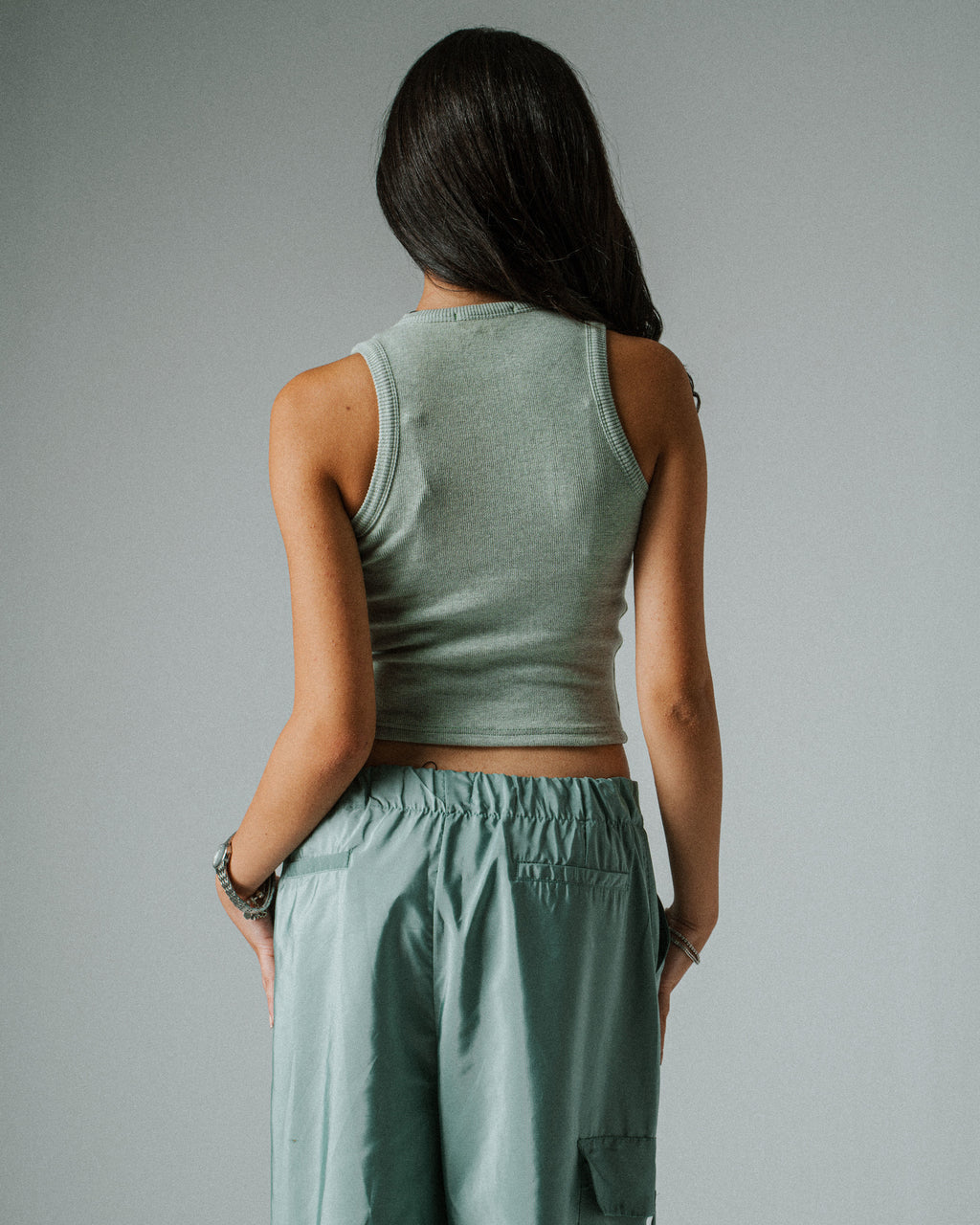Light Wash Turquoise Demi Cercle Top