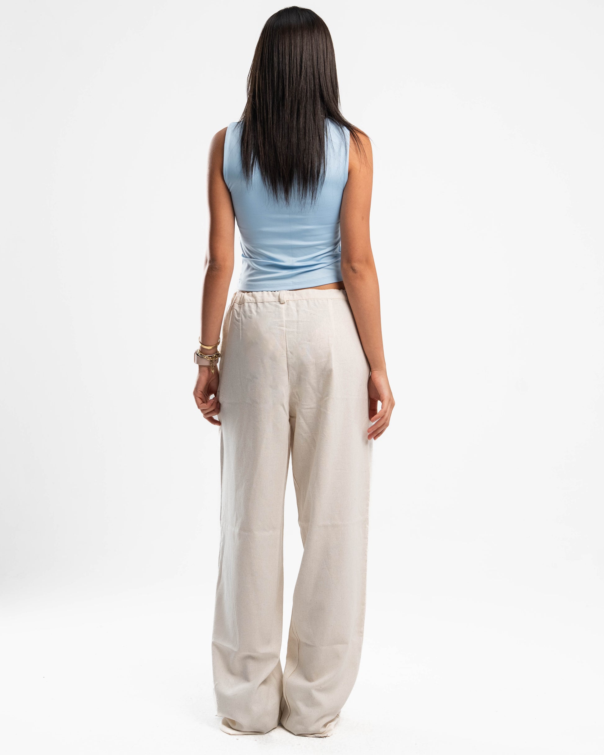 White Pure Linen Pants