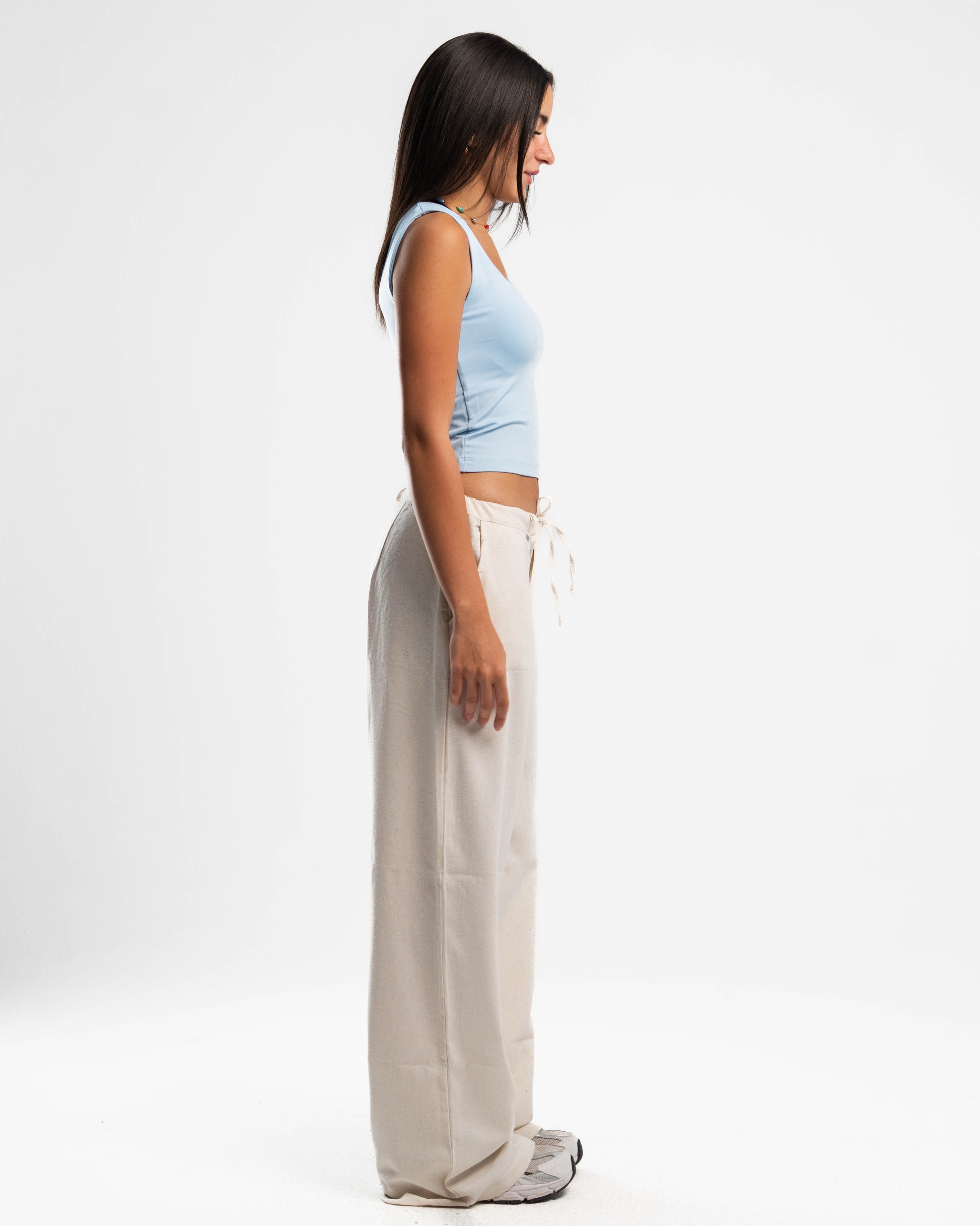White Pure Linen Pants