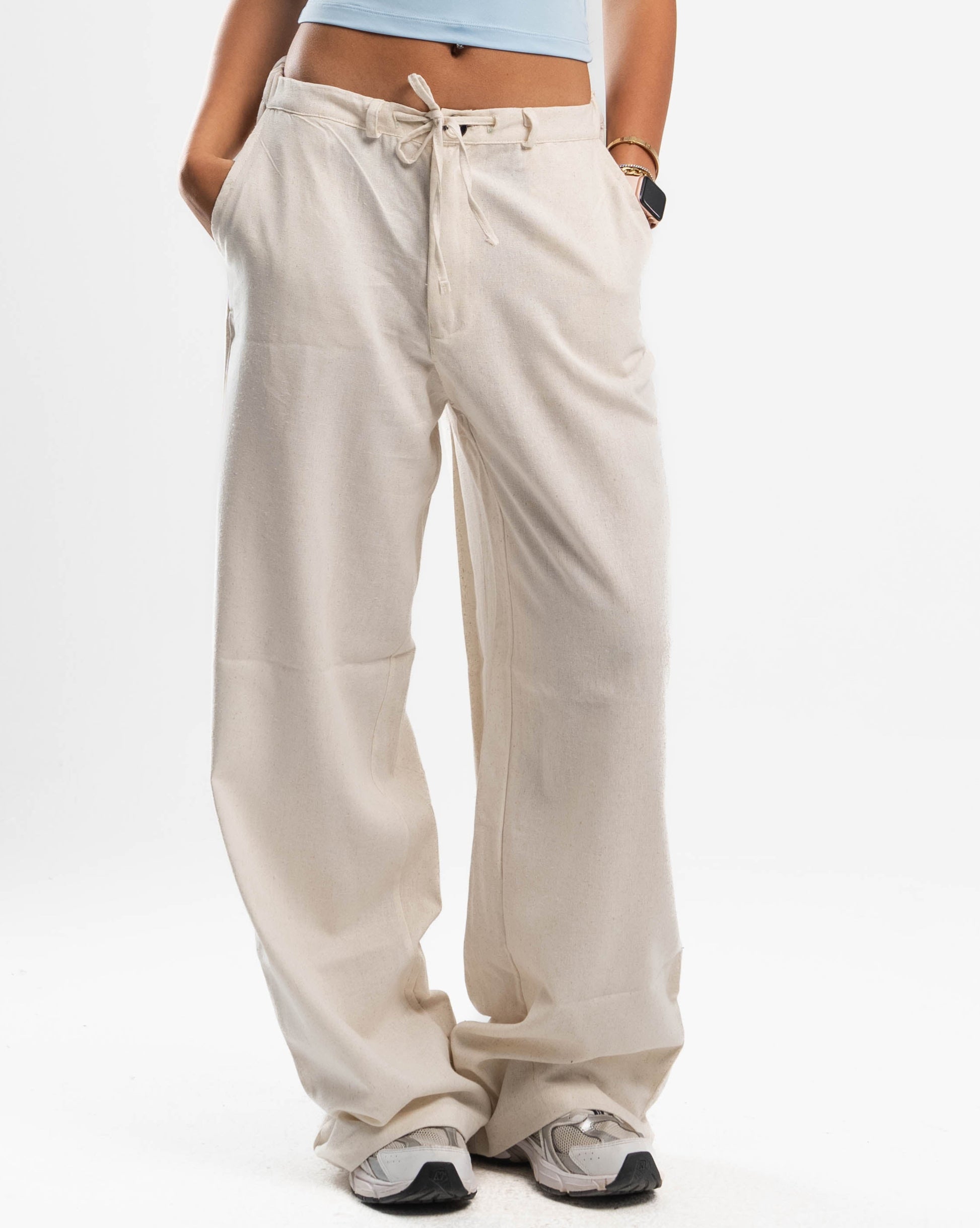 White Pure Linen Pants