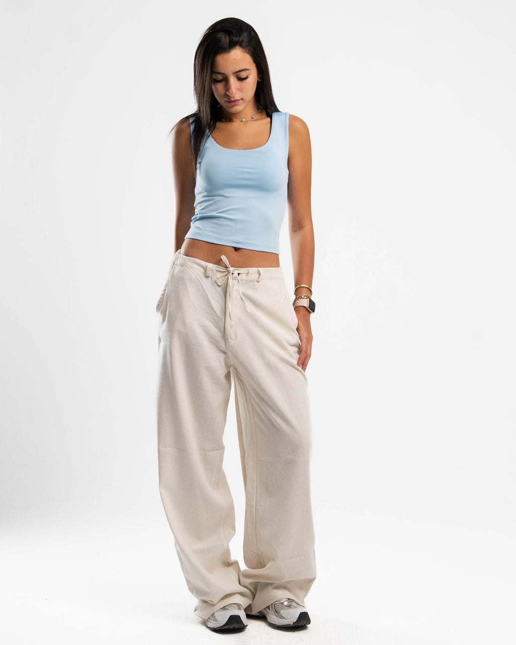 White Pure Linen Pants