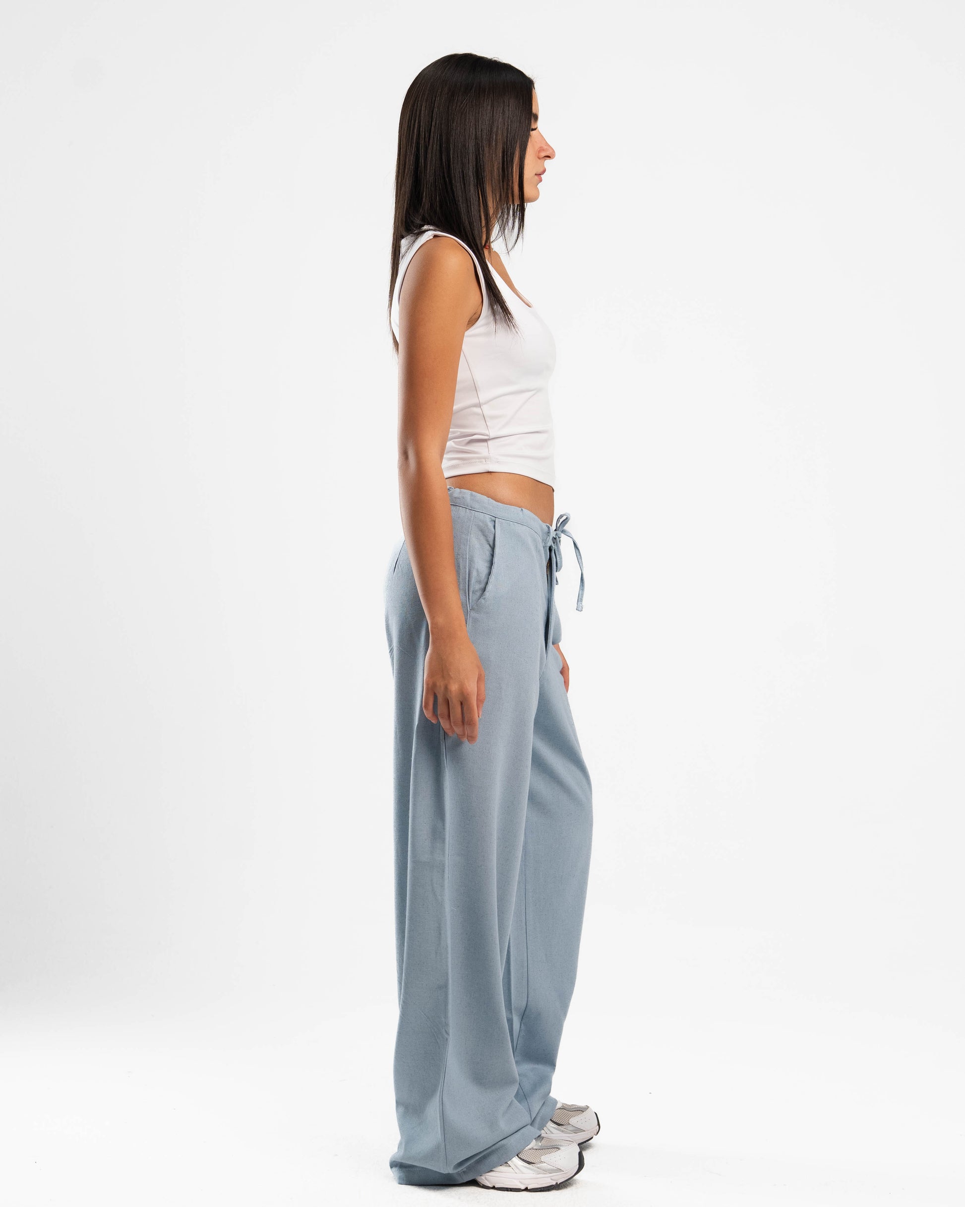 Baby Blue Pure Linen Pants