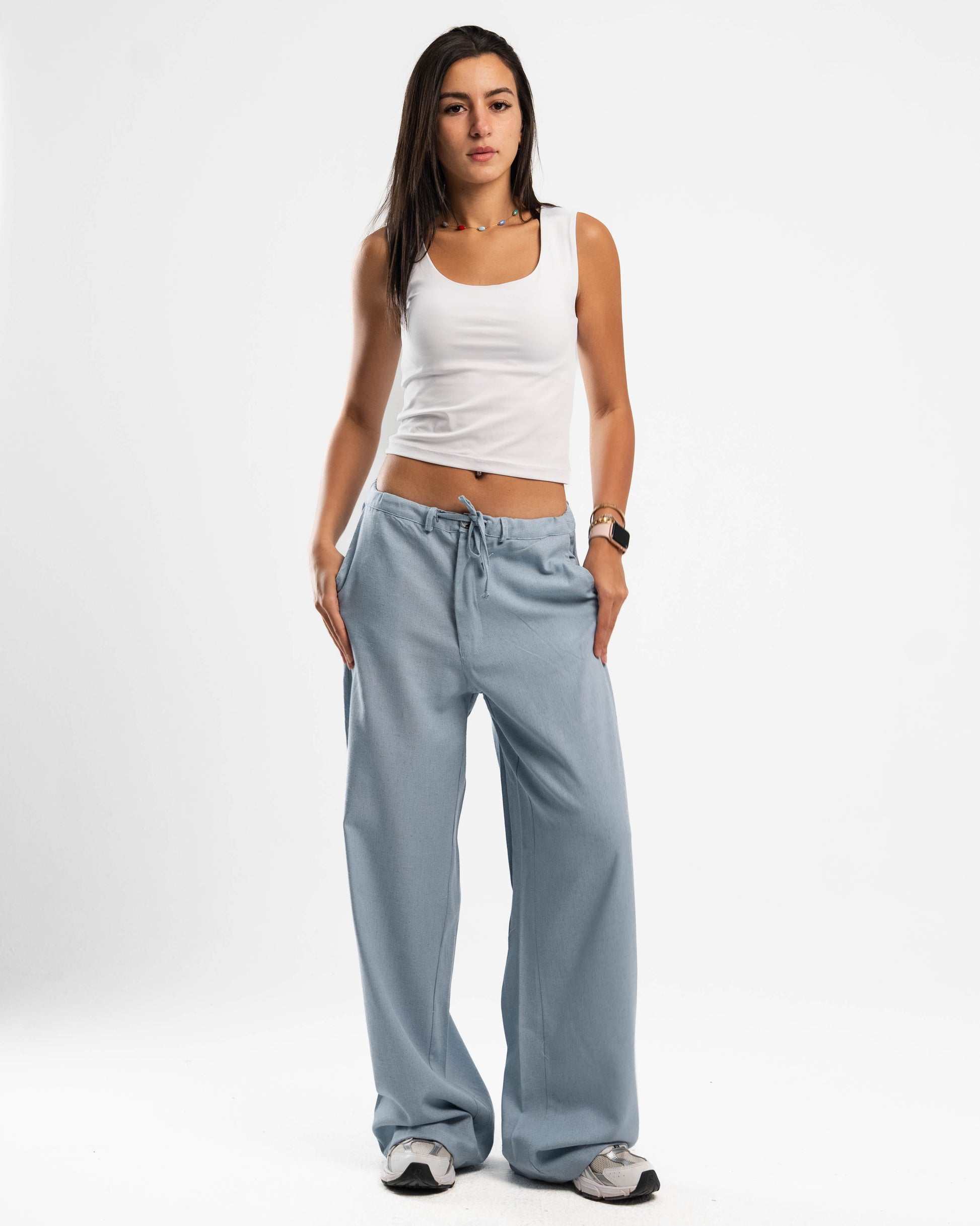 Baby Blue Pure Linen Pants