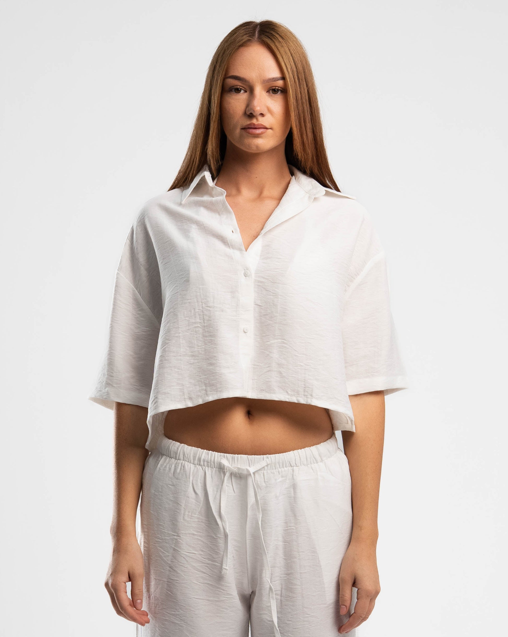 White Linen short sleeve Shirt