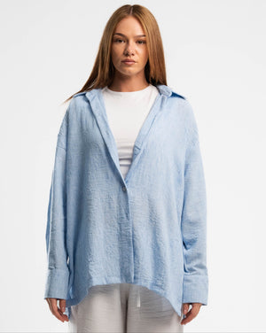 Baby Blue Pure Linen Shirt