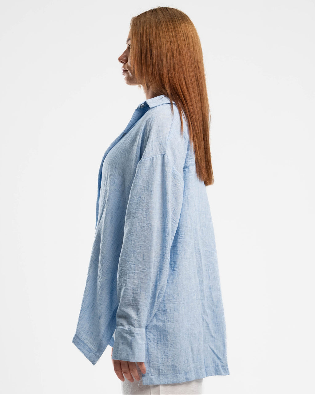 Baby Blue long sleeve Pure Linen Shirt